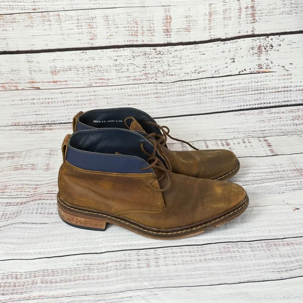 Cole Haan Mens Brown Leather Chukka Boots Blue Trim Size 8‎ M